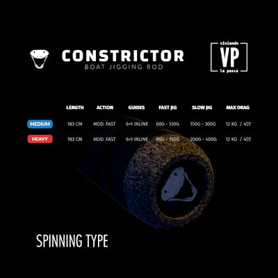 Caña VP Constrictor para Jigging en Spinning - 12KG Max Drag