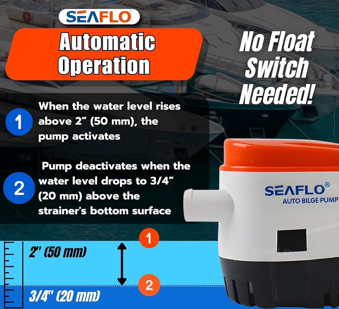 Bomba de Achique Seaflo Manual o Automática 750 GPH en 12V