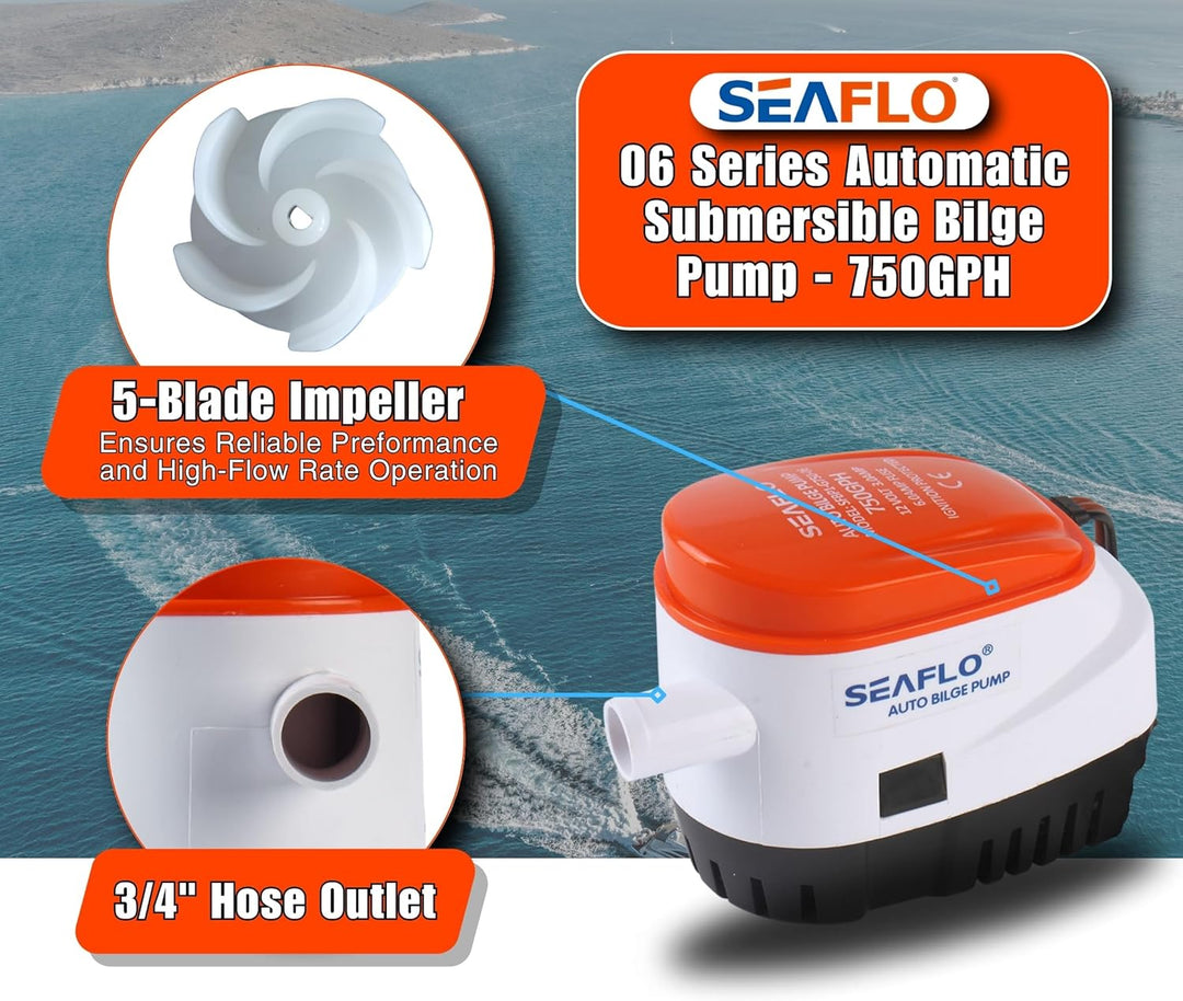 Bomba de Achique Seaflo Manual o Automática 750 GPH en 12V