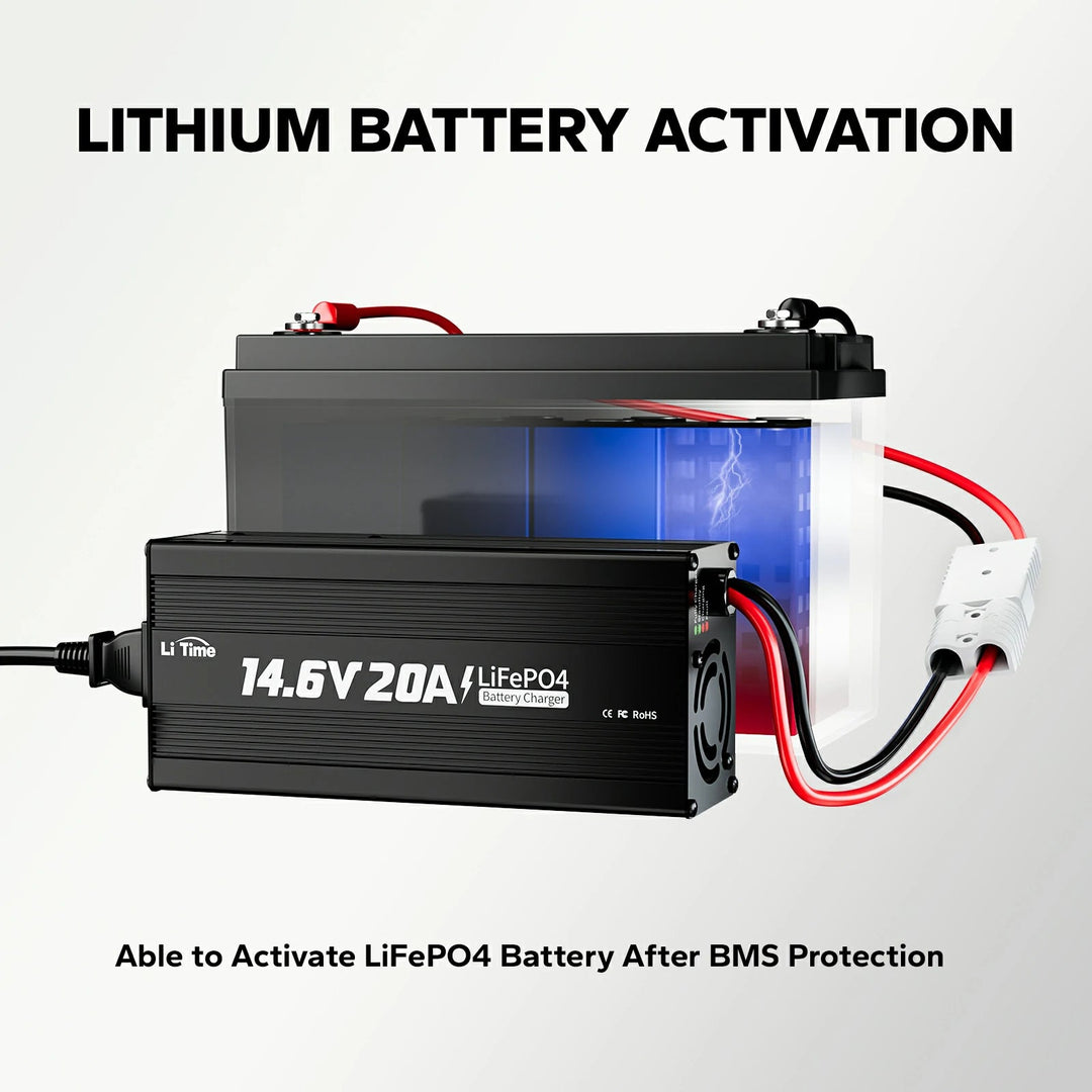 Cargador LiTime para Batería de Litio 20Ah 14.6V con Indicador LED