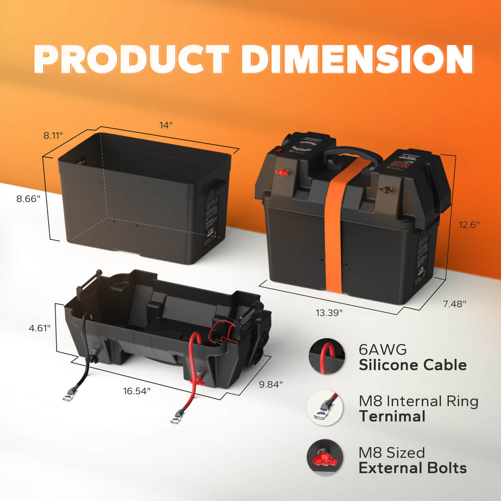 Caja LiTime para Baterías de Litio con Puertos USB, Cigarrera, Voltímetro y Breaker