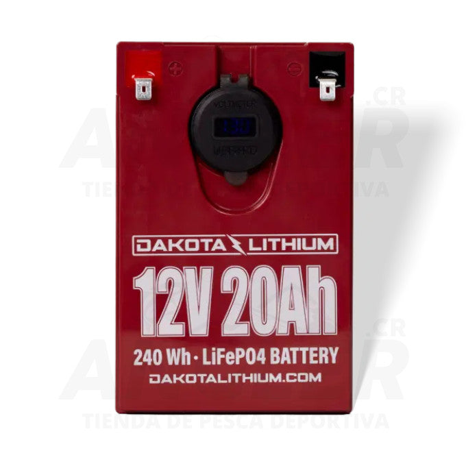 Batería Dakota Lithium 12V de 20AH LiFePo4 con Voltímetro, USB y Cargador