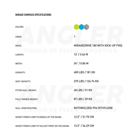 Kayak Hobie Mirage Compass con Mirage Drive 180º