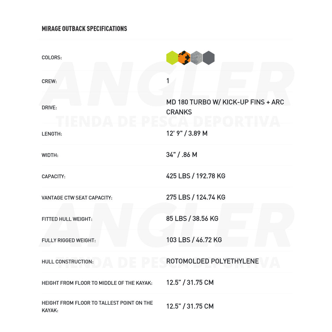 Kayak Hobie Mirage Outback con Mirage Drive 180º