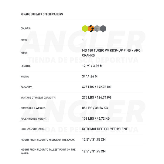 Kayak Hobie Mirage Outback con Mirage Drive 180º