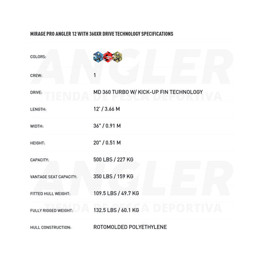 Kayak Hobie Pro Angler 12 con Mirage Drive 360º XR