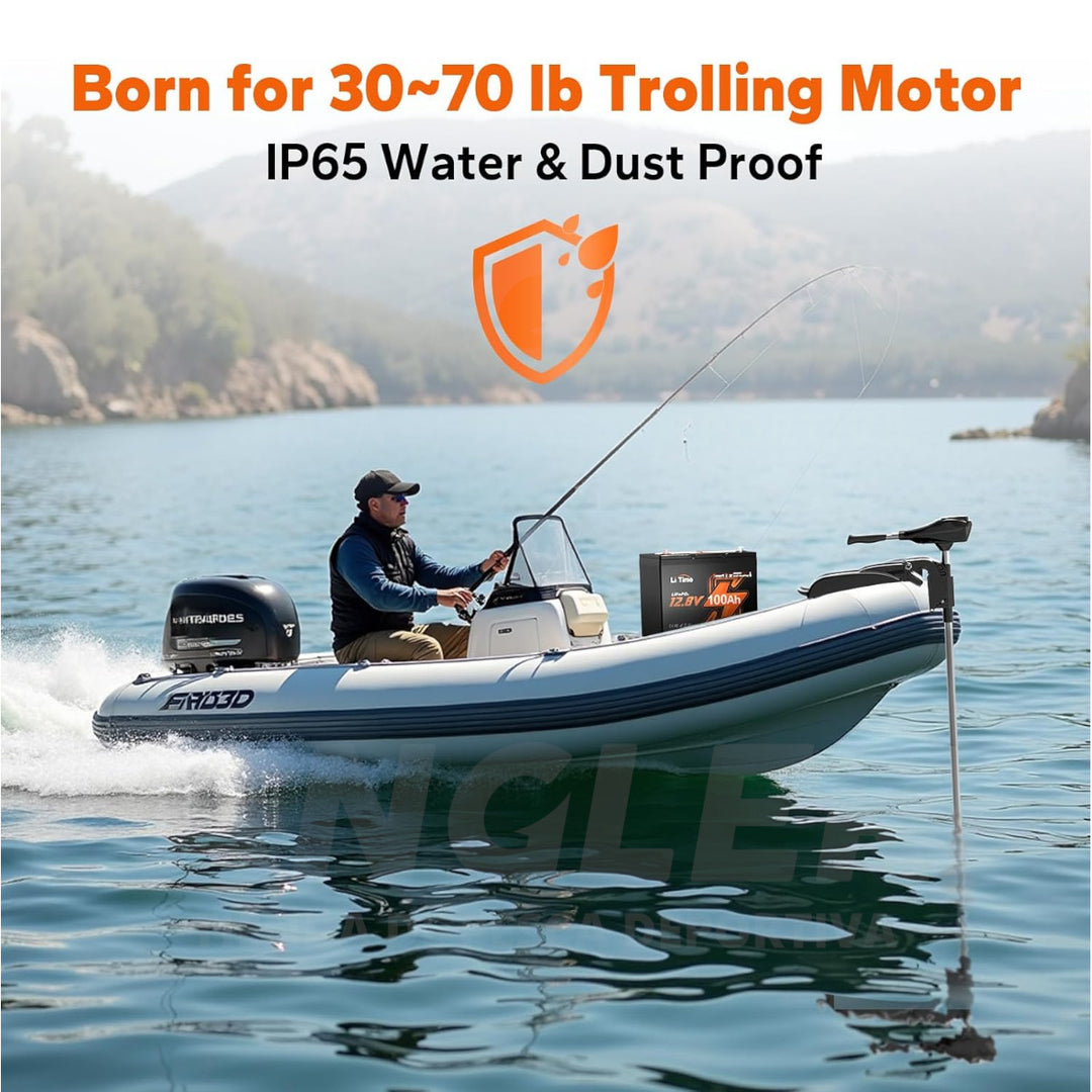 Batería LiTime 12V de 100Ah LiFePo4 para Motor de Trolling, Camping, Panel Solar