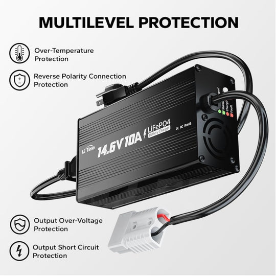 Cargador LiTime para Batería de Litio 10A 14.6V con Indicador LED