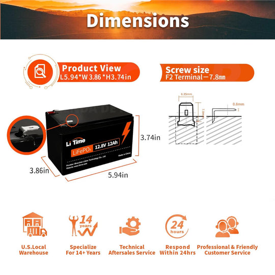 Batería LiTime 12V de 12Ah LiFePo4 para Fish Finder, Luces, Camping
