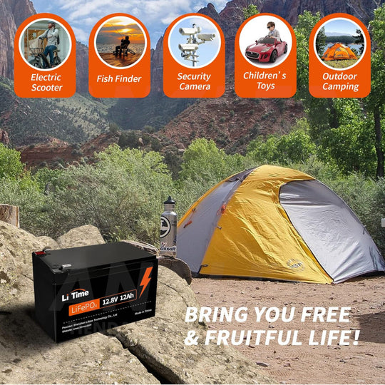 Batería LiTime 12V de 12Ah LiFePo4 para Fish Finder, Luces, Camping