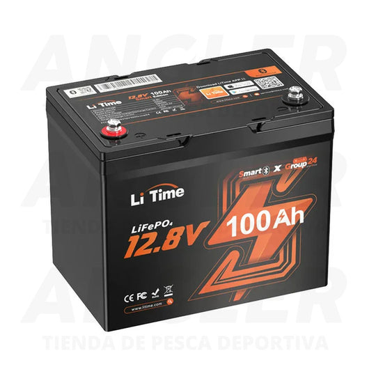 Batería LiTime 12V de 100Ah LiFePo4 Smart para Motor de Trolling, Camping, Panel Solar