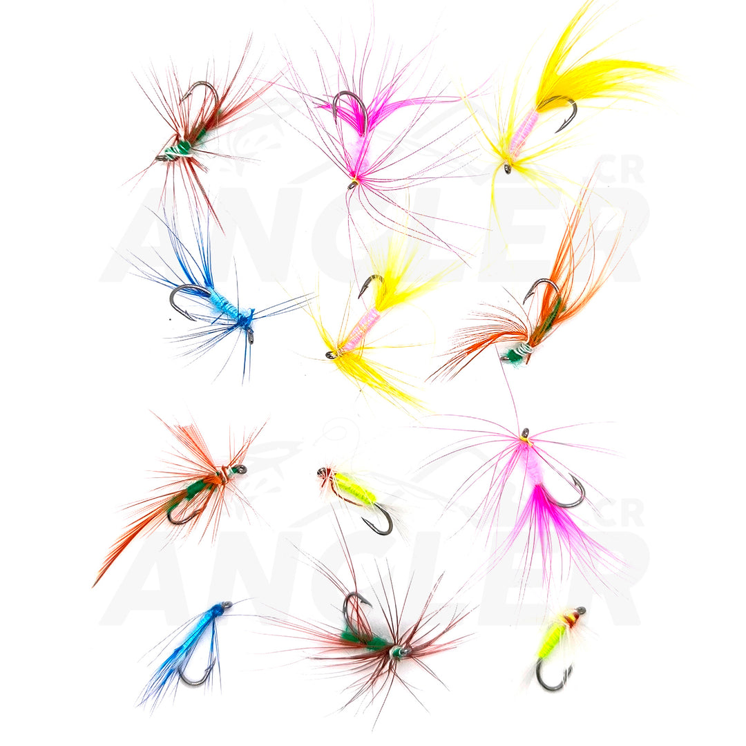 Colección de 12 Señuelos para Fly Fishing o Pesca con Mosca - 2 Estilos