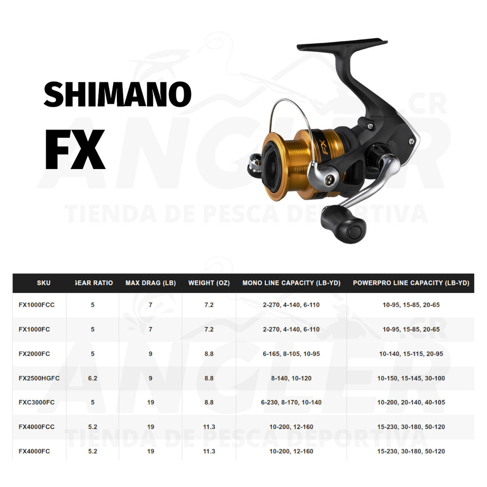 Carrete Shimano FX en Spinning para Agua Fresca y Salada