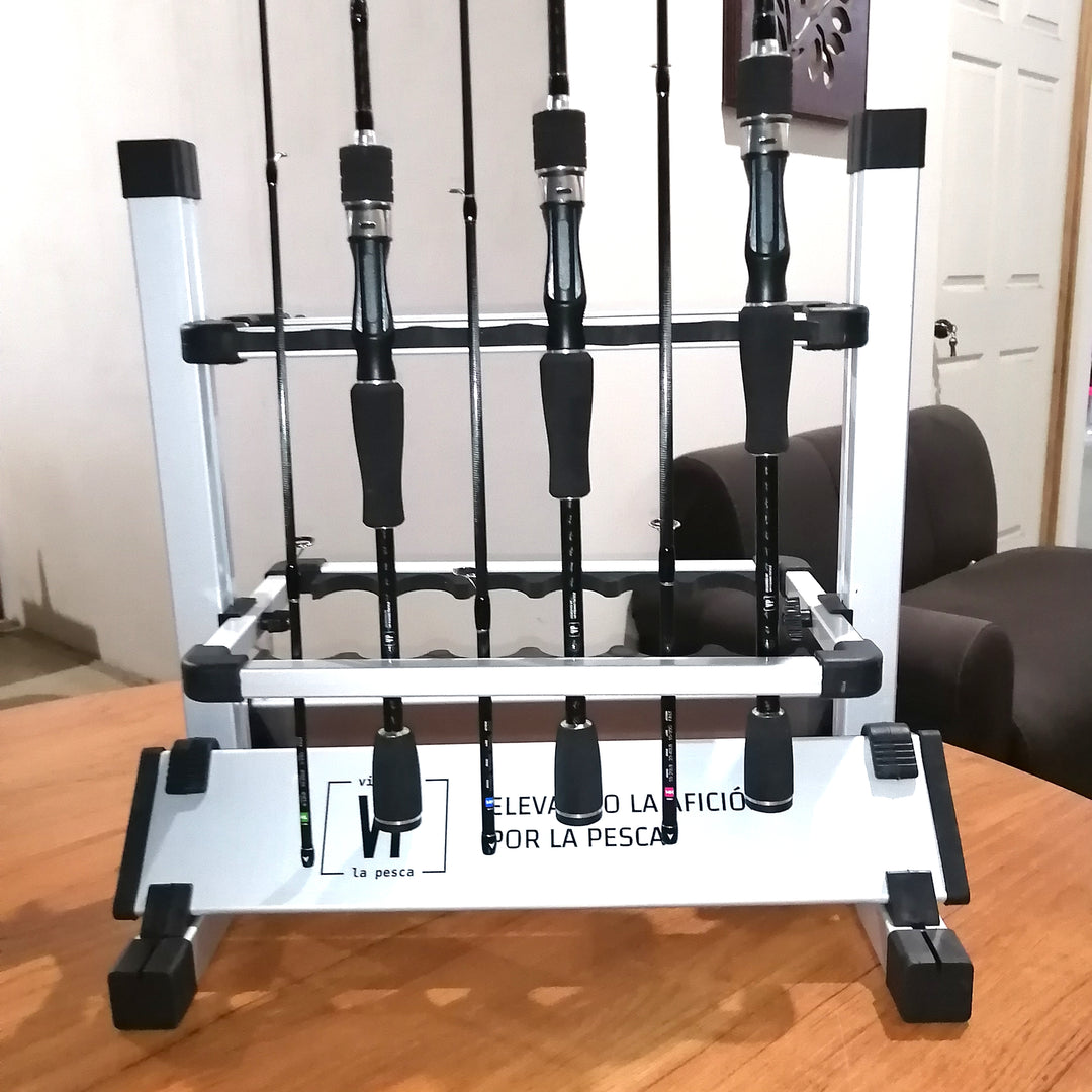 Rack para 12 Cañas de Pescar - Ligero, Portable, Estable y Ajustable