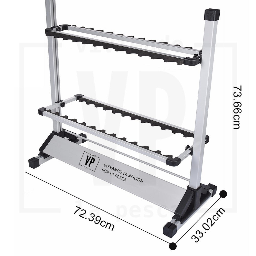 Rack para 24 Cañas de Pescar - Ligero, Portable, Estable y Ajustable