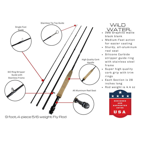 Combo para Fly Fishing Wild Water Deluxe 5/6wt en 9 pies con Moscas y Accesorios