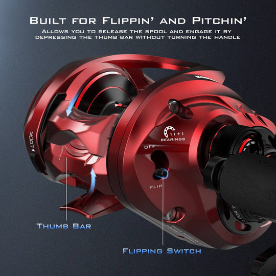 Carrete KastKing MegaJaws Elite de Baitcasting con Frenos AMB