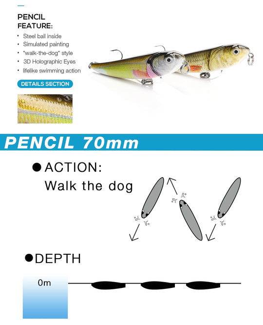 Señuelo Paseante Natural Bait Jerk Pencil - 7cm/6g