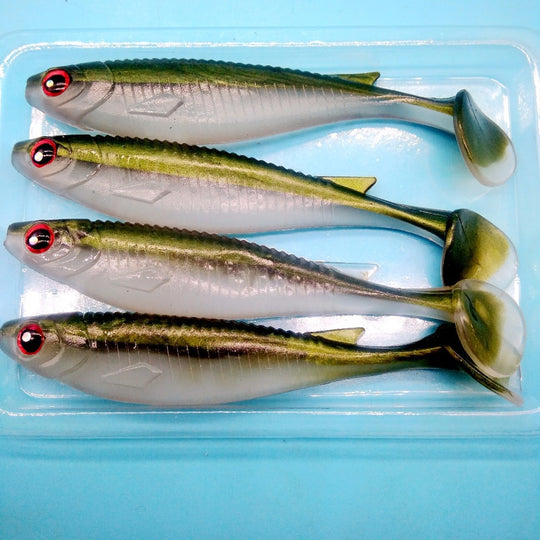 Señuelo Noeby Suave Minnow Shad Ojos Rojos - 10cm / 4 unidades