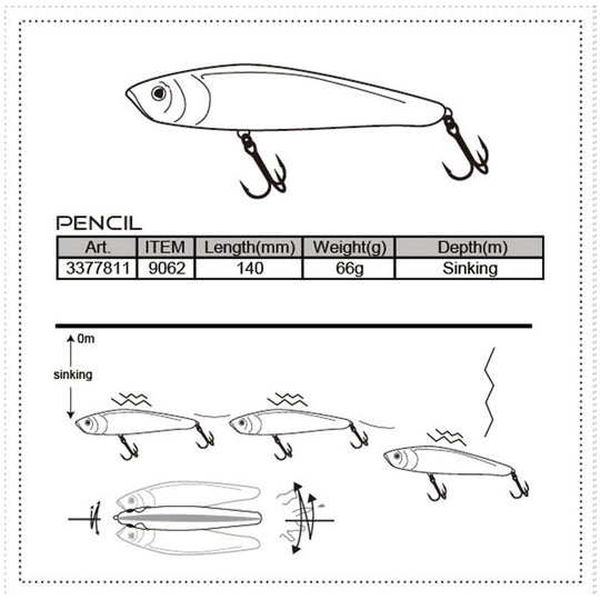 Señuelo Pencil Noeby Topwater Superficial Walk-The-Dog