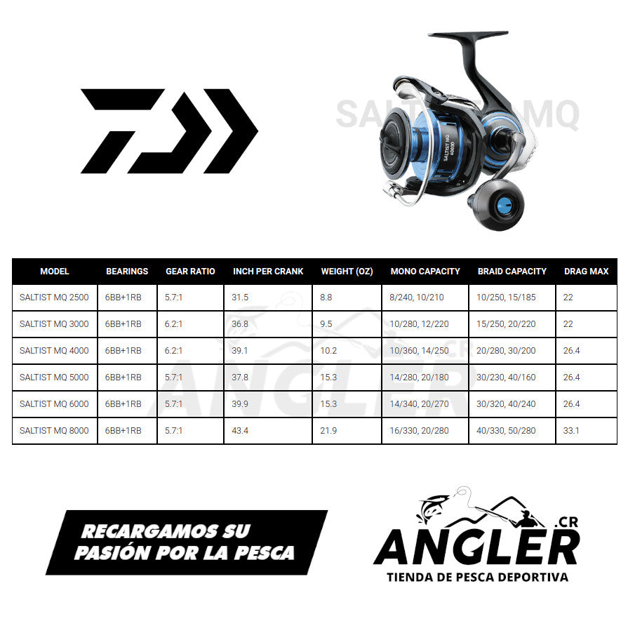 daiwa saltist 4000 specs Carrete Daiwa Saltist MQ en Spinning