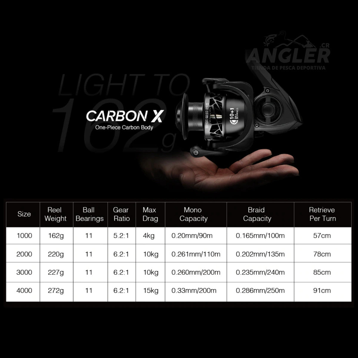 Carrete Piscifun Carbon X - Cuerpo de Grafito, Ligero y Rápido –